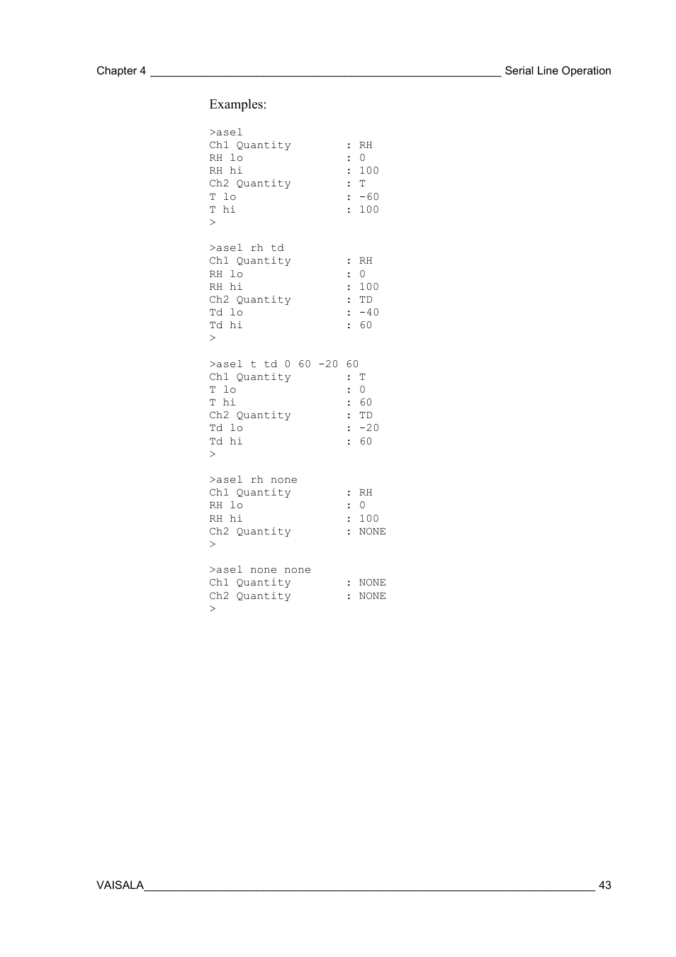 Examples | Vaisala HMT130 User Manual | Page 45 / 95