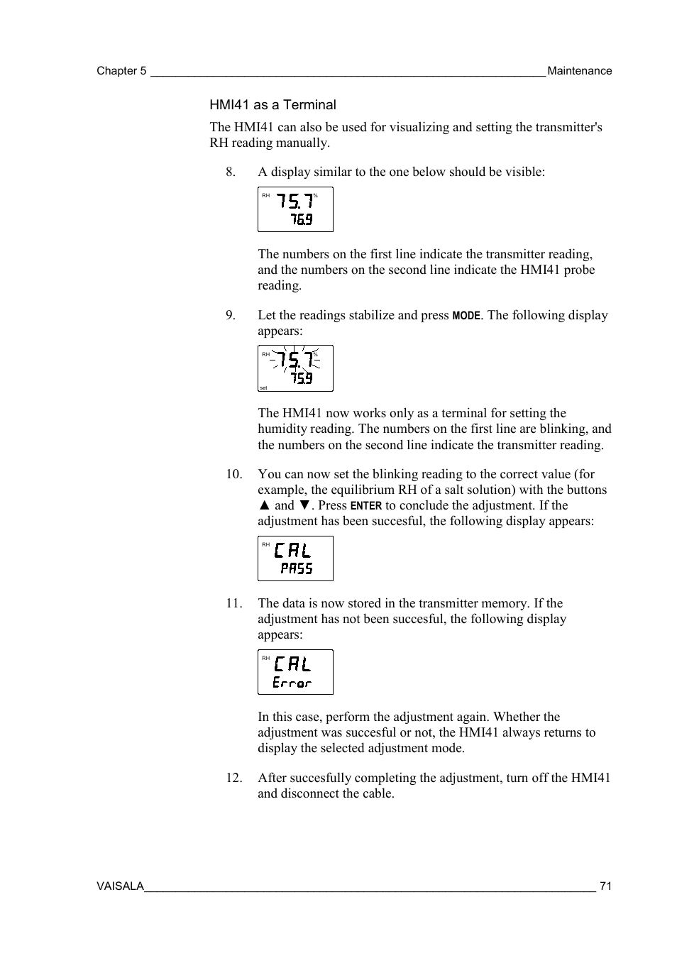 Hmi41 as a terminal | Vaisala HMT130 User Manual | Page 73 / 95
