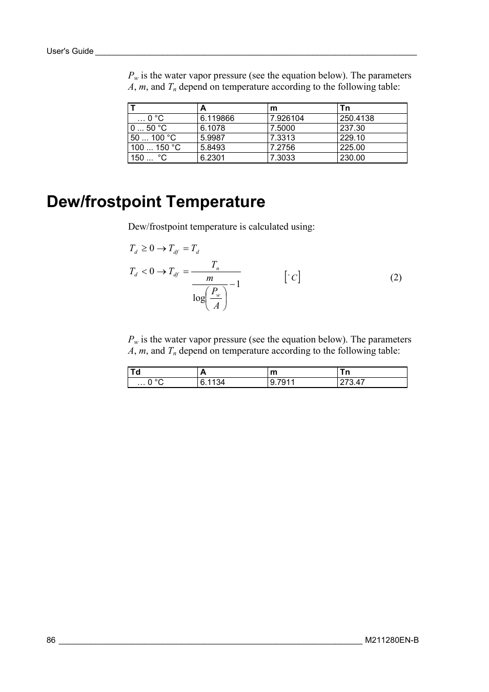 Dew/frostpoint temperature | Vaisala HMT130 User Manual | Page 88 / 95