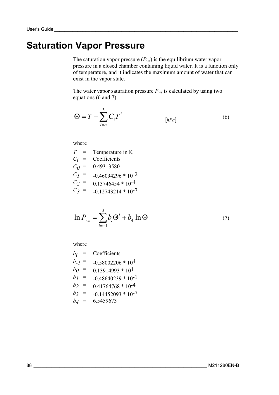 Saturation vapor pressure, Θ+ θ, Tc t | Vaisala HMT130 User Manual | Page 90 / 95
