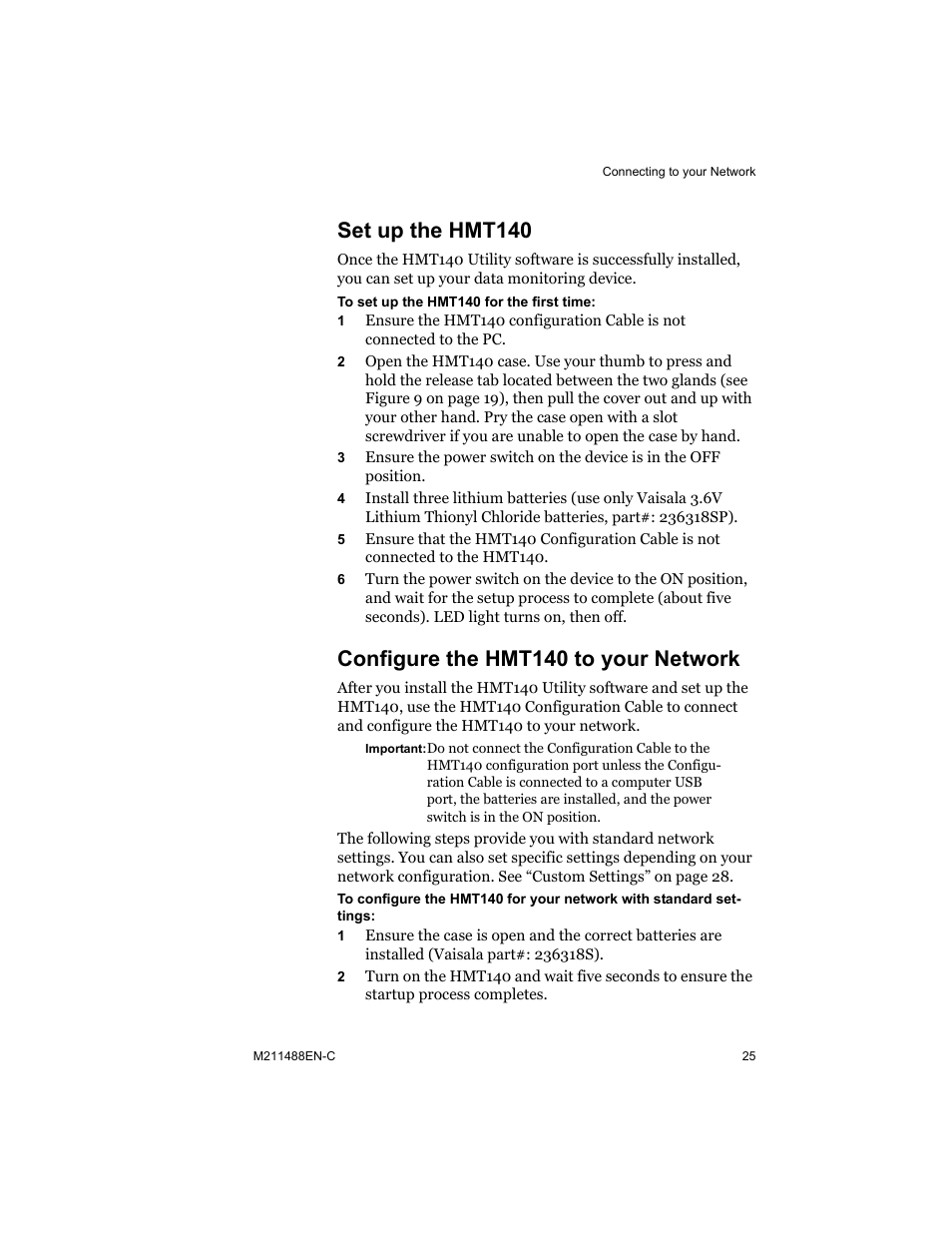 Set up the hmt140, Configure the hmt140 to your network | Vaisala HMT140 User Manual | Page 33 / 76