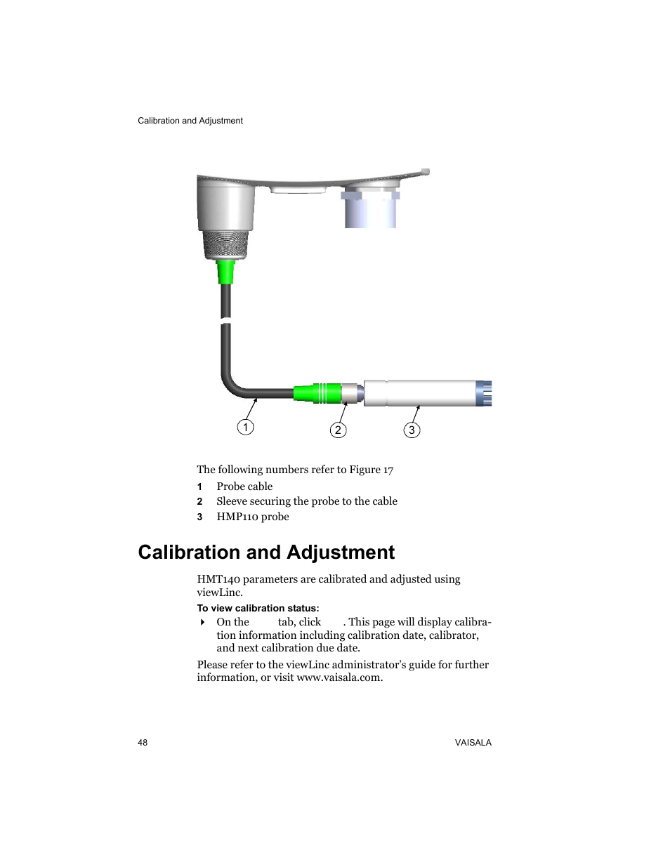 Calibration and adjustment | Vaisala HMT140 User Manual | Page 56 / 76