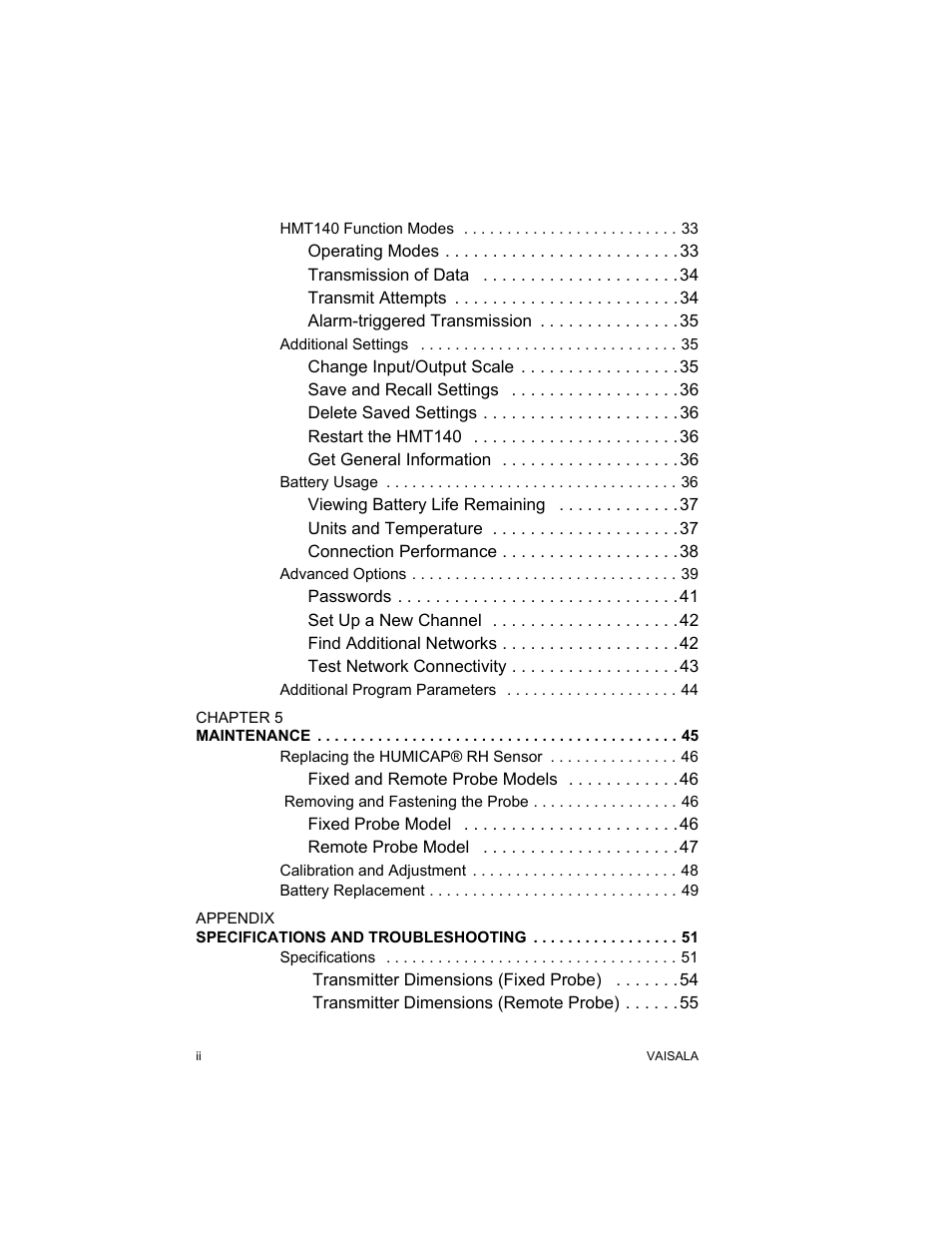 Vaisala HMT140 User Manual | Page 6 / 76