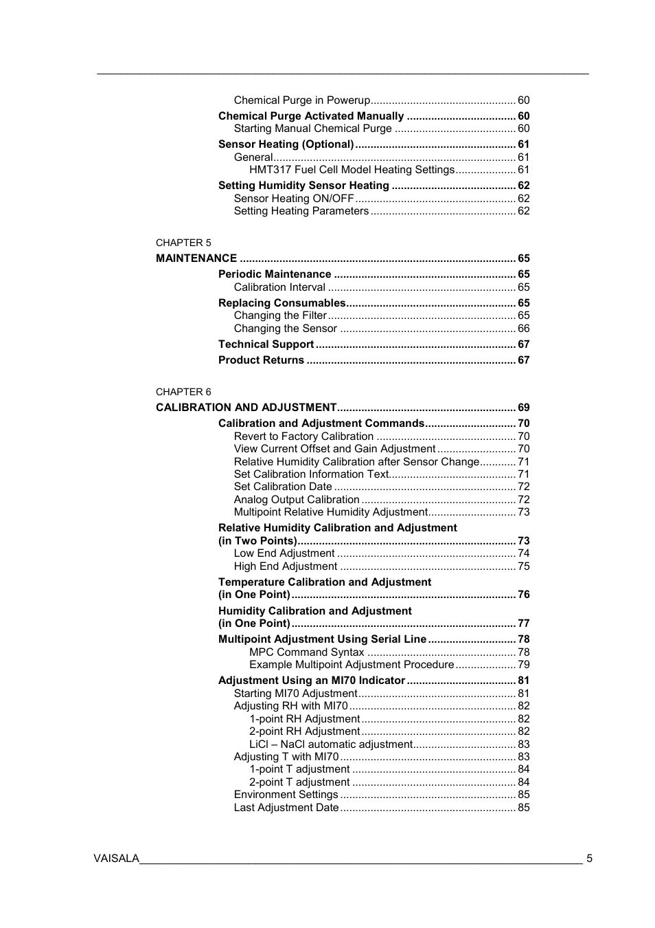 Vaisala HMT310 User Manual | Page 5 / 105