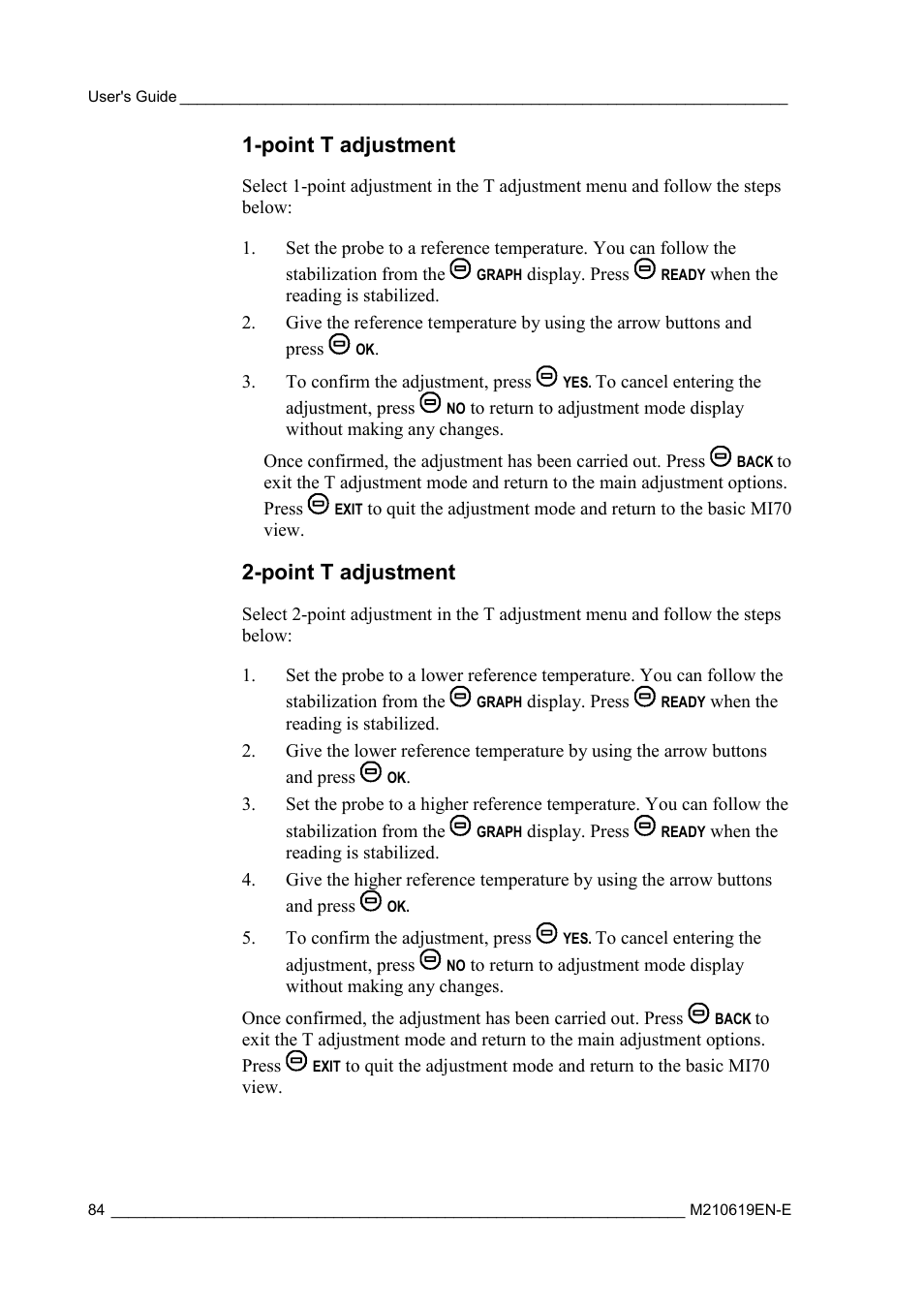 Point t adjustment | Vaisala HMT310 User Manual | Page 84 / 105