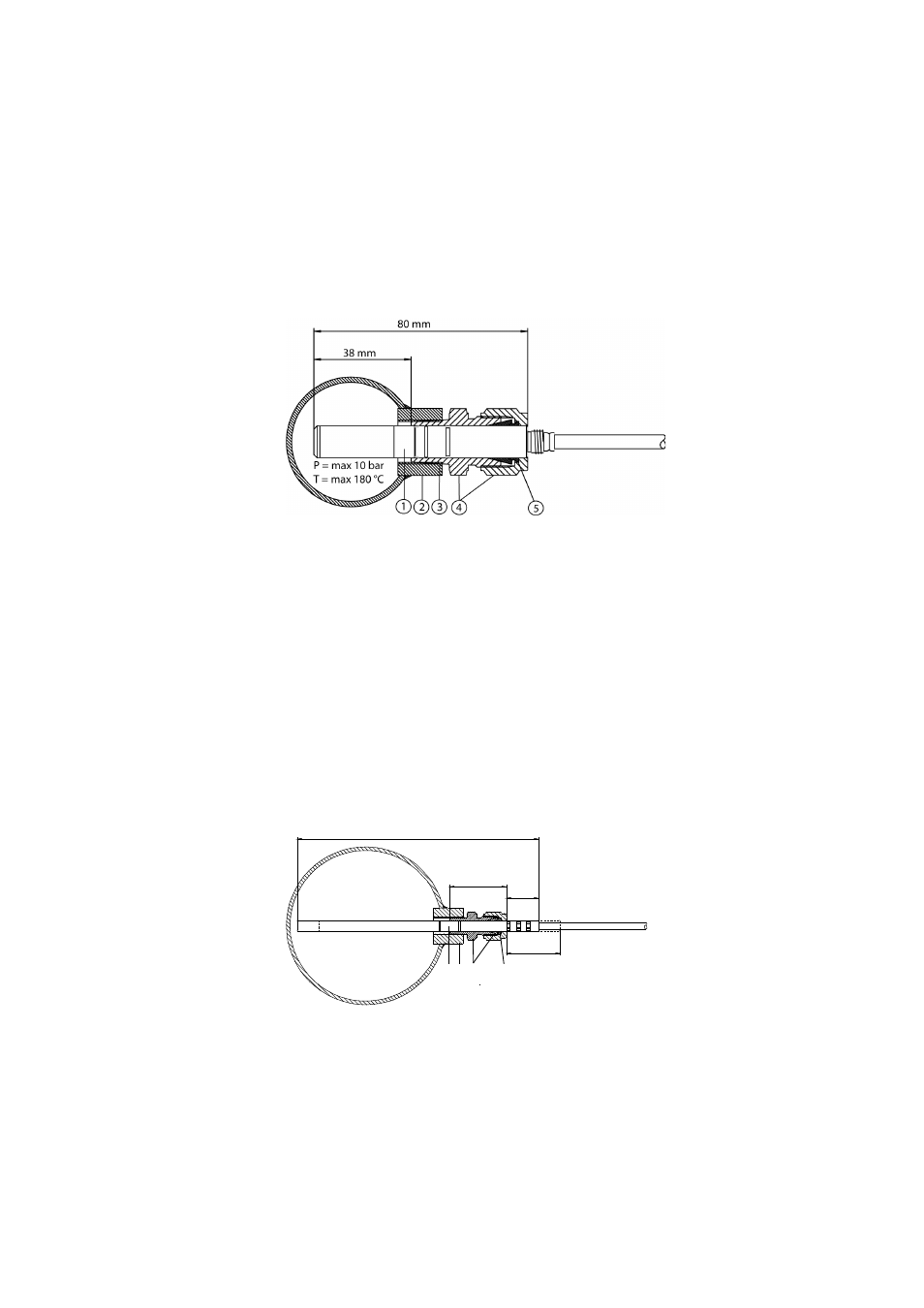 Rh probe installation, Temperature probe installation, Figure 94 | Swagelok installation kit for rh-probe, Figure 95, Swagelok installation kit for t-probe | Vaisala HMT330 User Manual | Page 189 / 209