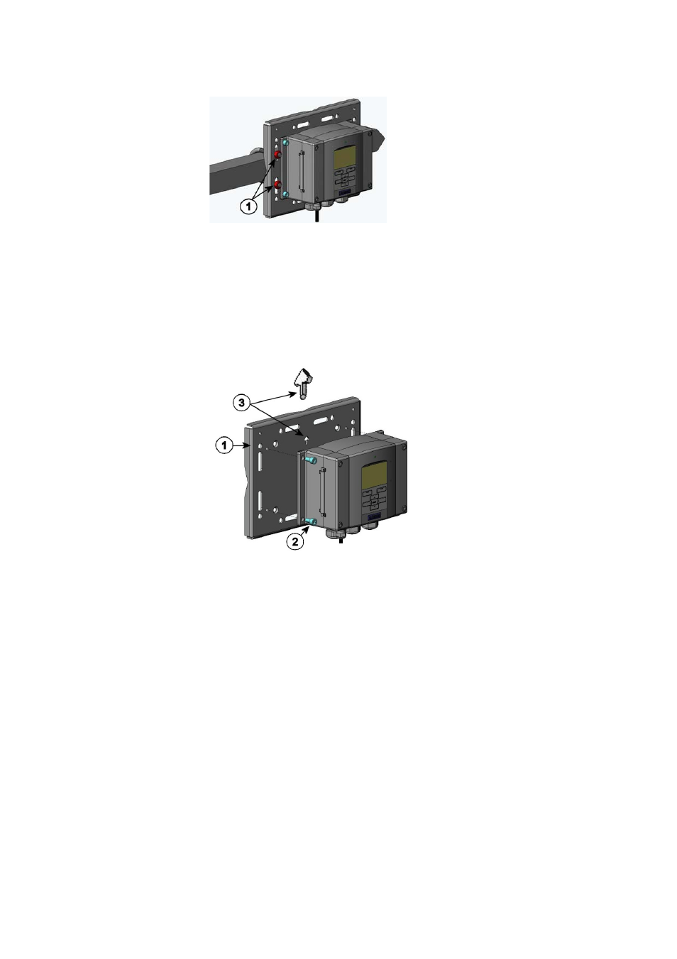 Figure 12, Horizontal pole, Figure 13 | Mounting with metal wall mounting plate | Vaisala HMT330 User Manual | Page 33 / 209