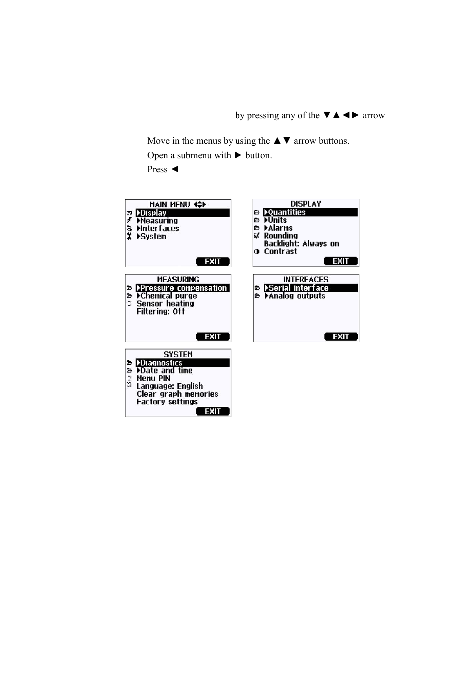 Menus and navigation, Figure 46, Main menus | Vaisala HMT330 User Manual | Page 72 / 209