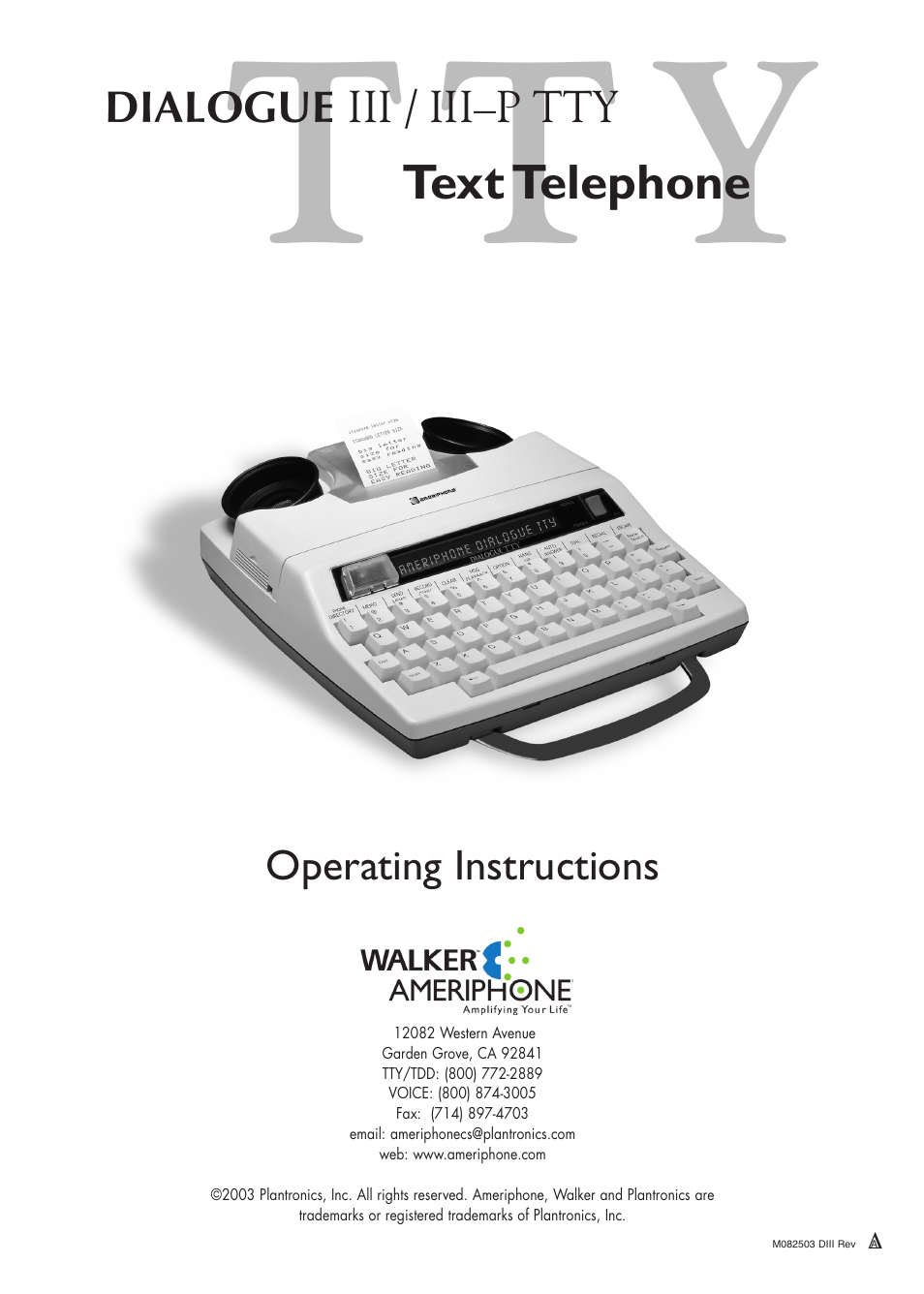 Ameriphone IIIP TTY User Manual | 33 pages