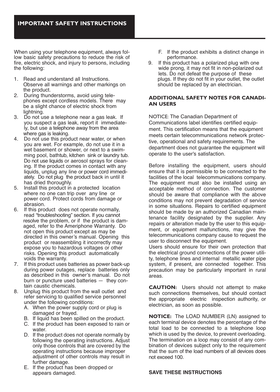 Ameriphone IIIP TTY User Manual | Page 2 / 33