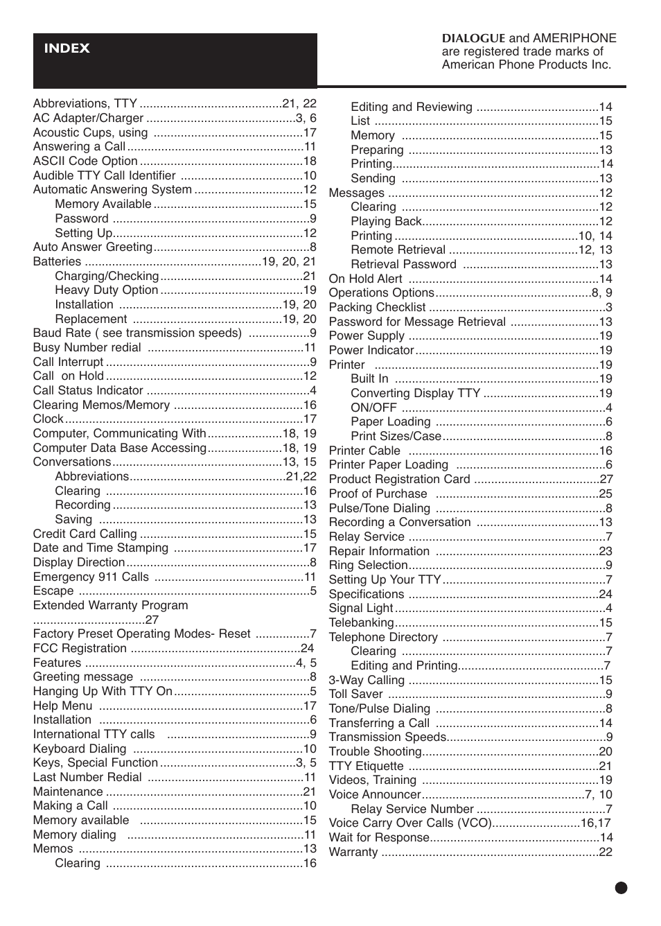Ameriphone IIIP TTY User Manual | Page 31 / 33