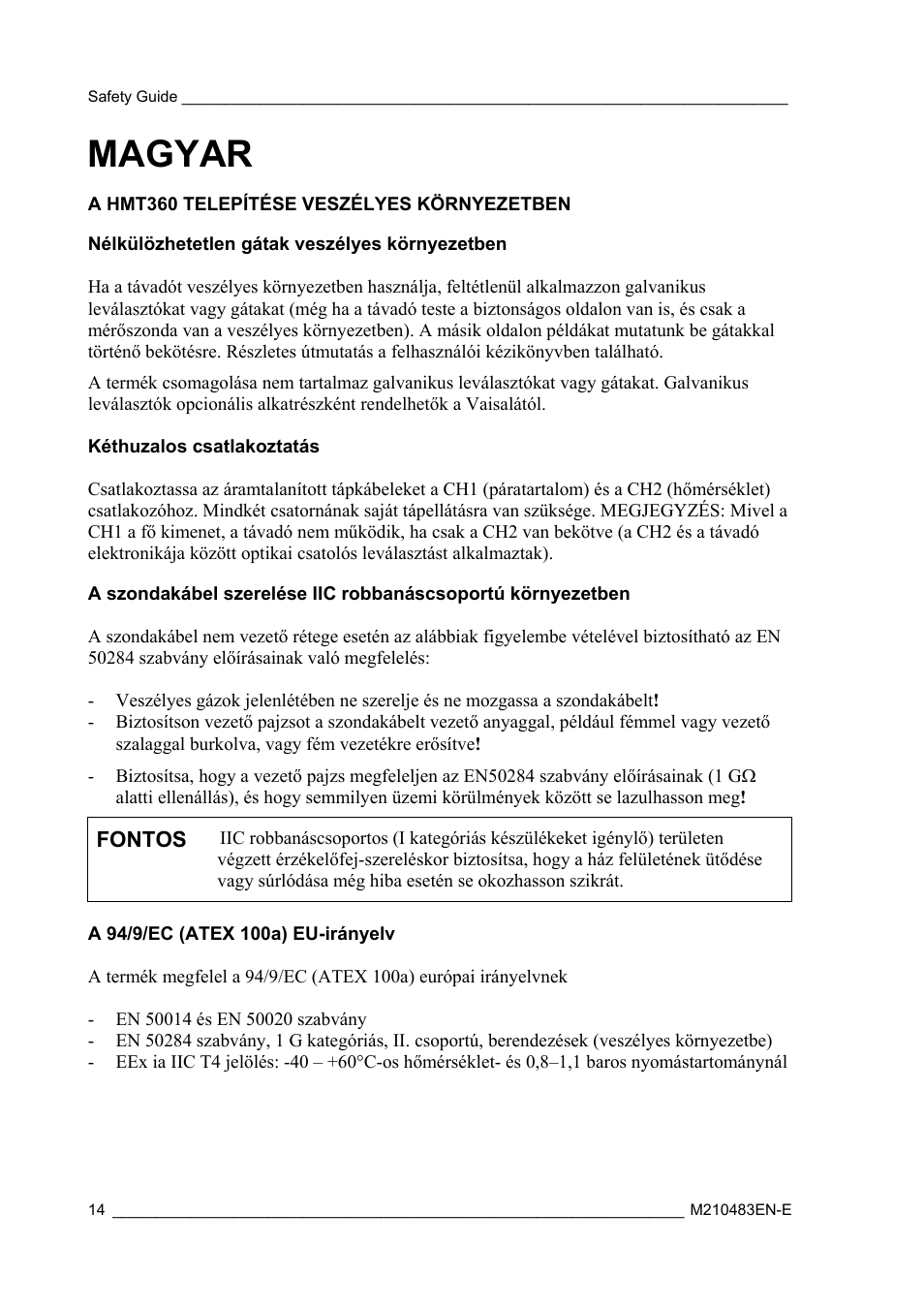 Magyar | Vaisala HMT360 User Manual | Page 16 / 63