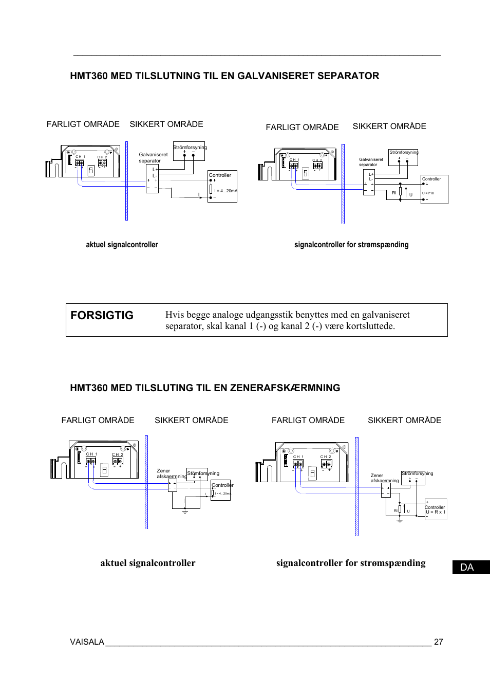 Forsigtig | Vaisala HMT360 User Manual | Page 29 / 63