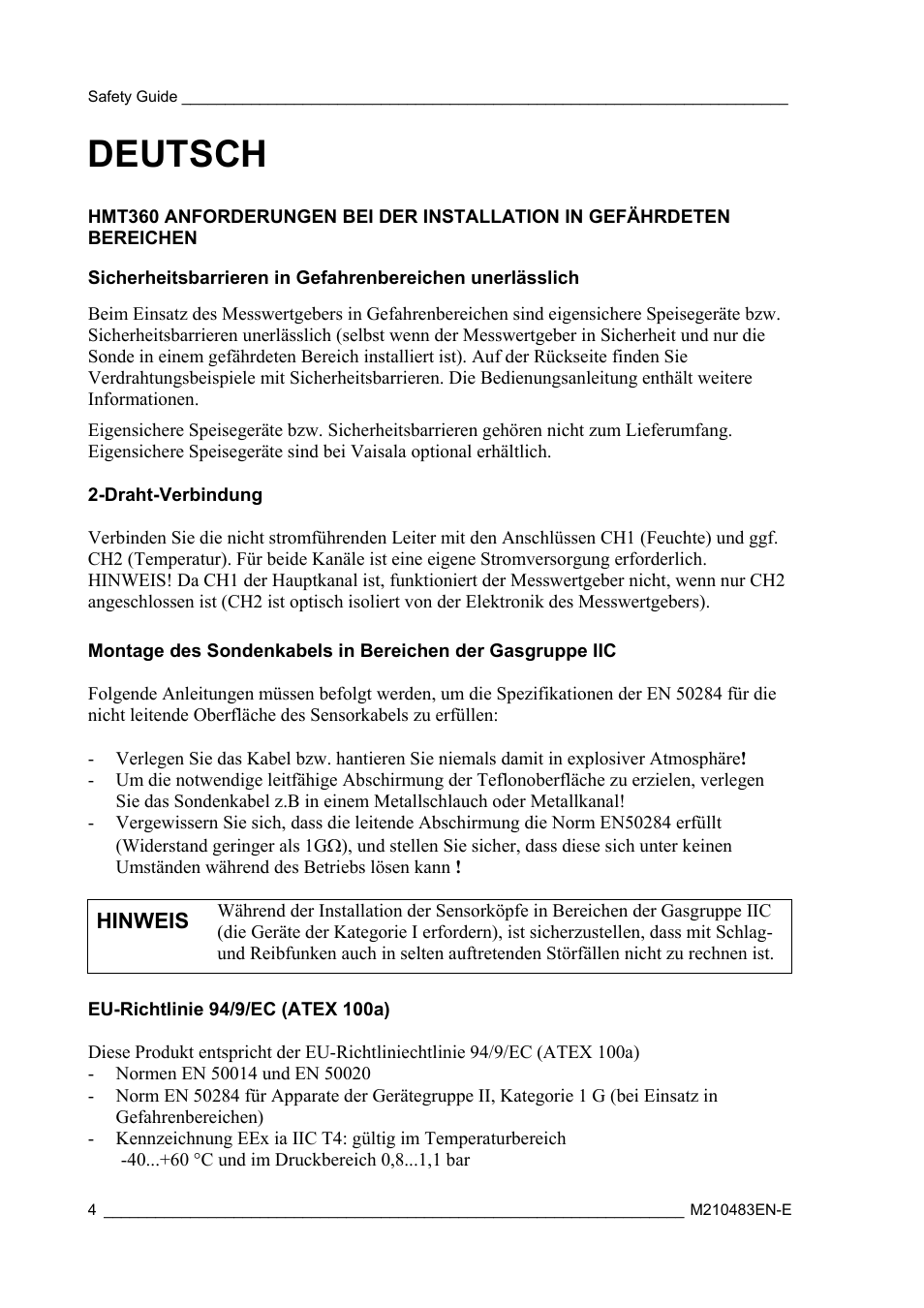 Deutsch | Vaisala HMT360 User Manual | Page 6 / 63
