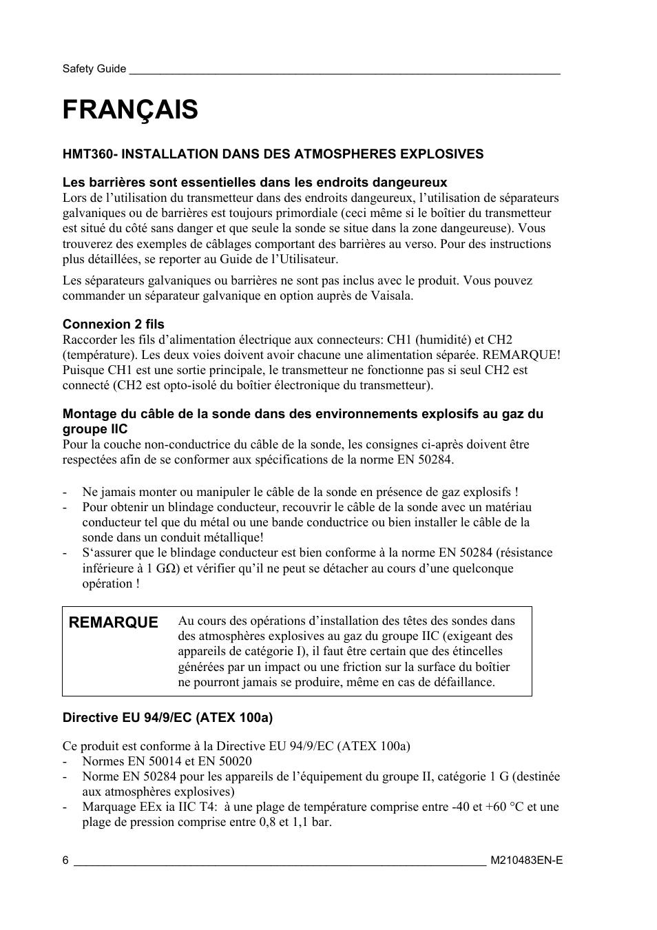 Français | Vaisala HMT360 User Manual | Page 8 / 63