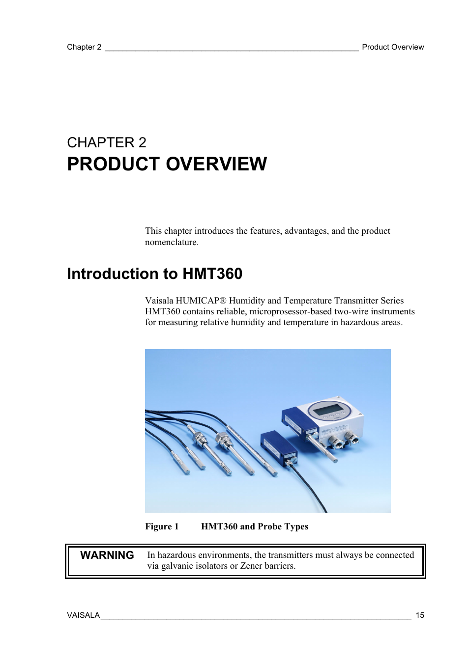 Chapter 2 product overview, Introduction to hmt360, Chapter 2 | Figure 1, Hmt360 and probe types, Chapter 2, product overview: this, Product overview | Vaisala HMT360 User Manual | Page 17 / 97