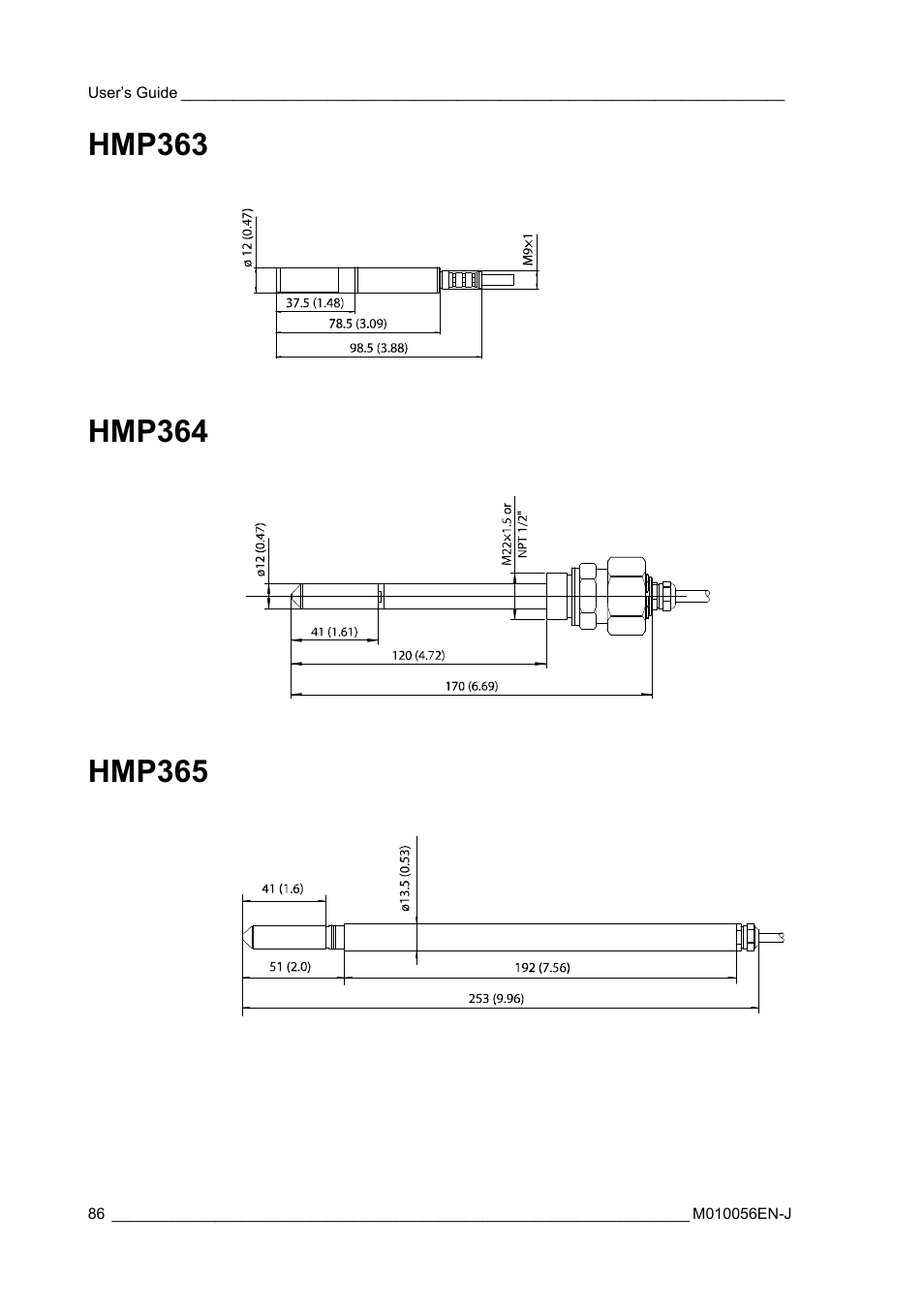 Hmp363, Hmp364, Hmp365 | Hmp363 hmp364 hmp365 | Vaisala HMT360 User Manual | Page 88 / 97