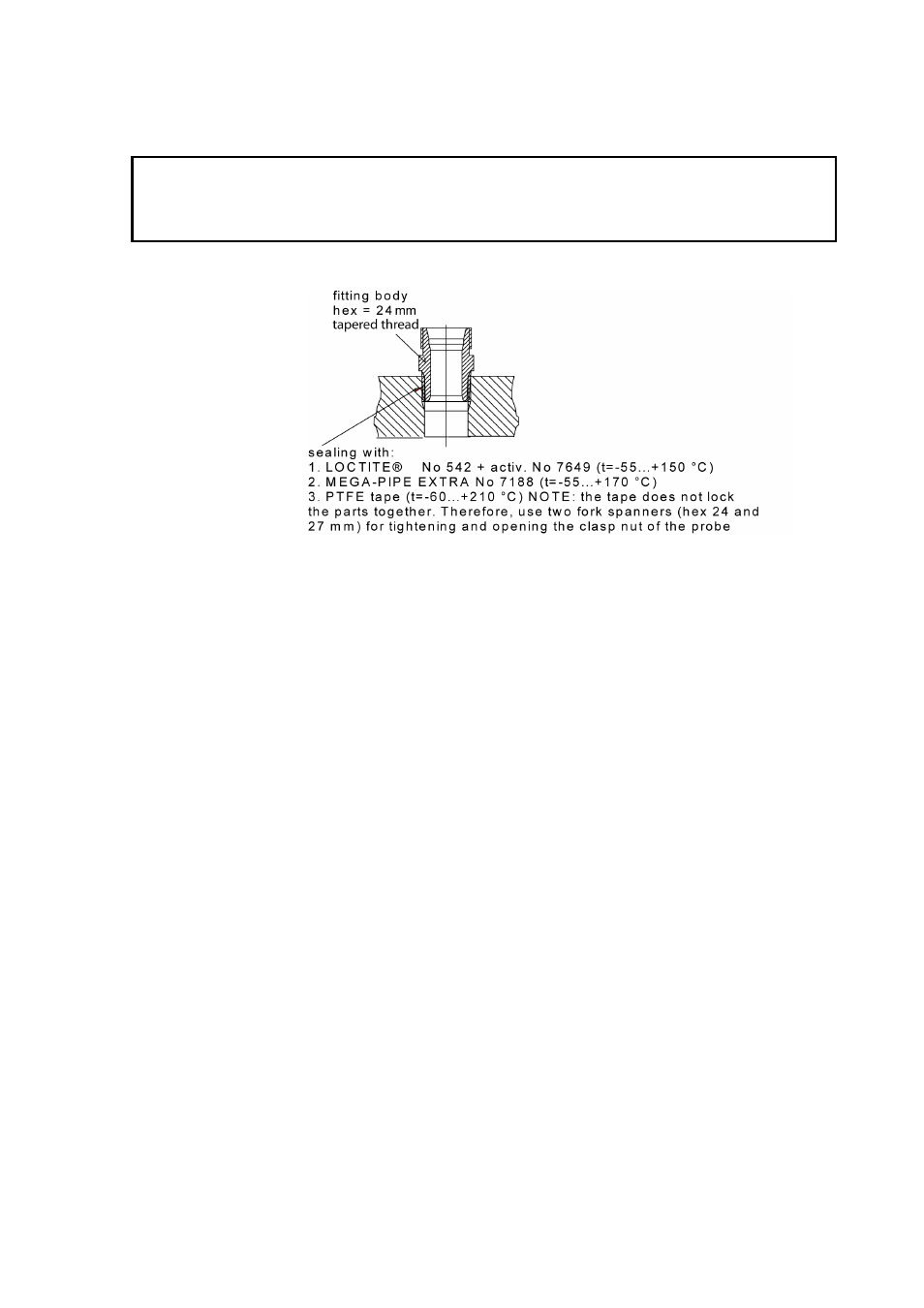 Tightening the clasp nut, Figure 13, Sealing of fitting body into process | Caution | Vaisala HMT360N User Manual | Page 33 / 110