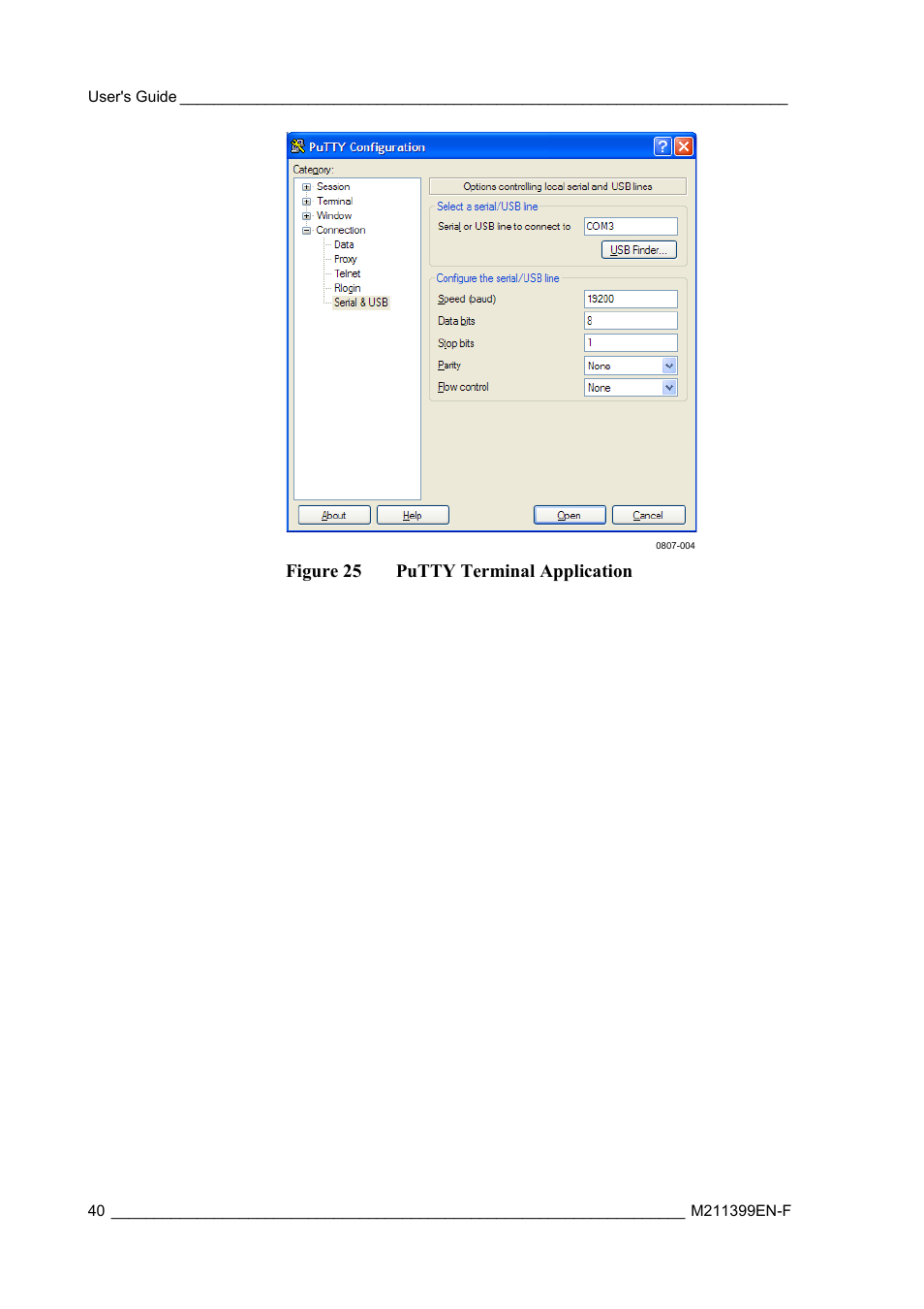 Figure 25, Putty terminal application, Figure 25 putty terminal application | Vaisala HMW90 User Manual | Page 42 / 110