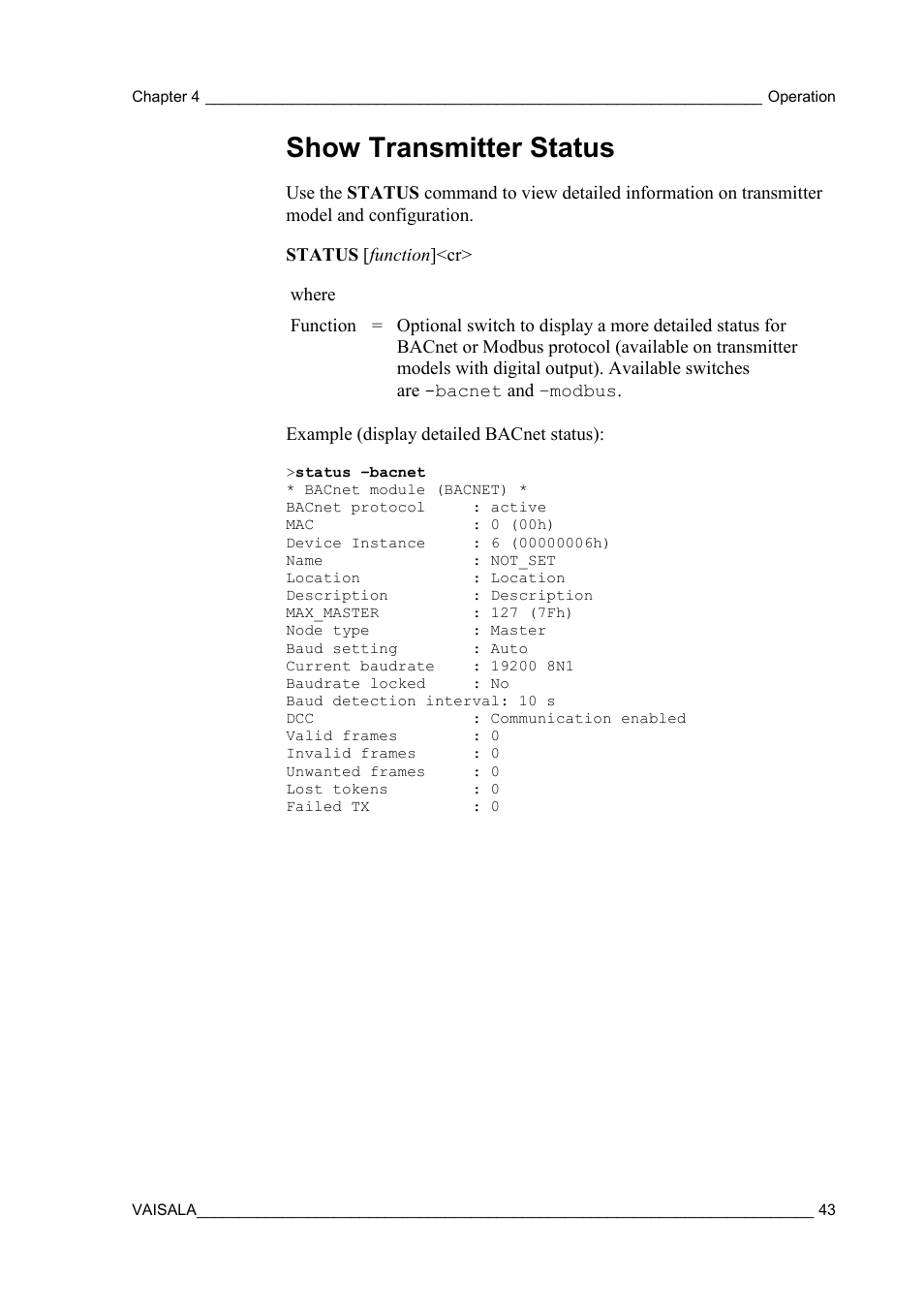 Show transmitter status | Vaisala HMW90 User Manual | Page 45 / 110