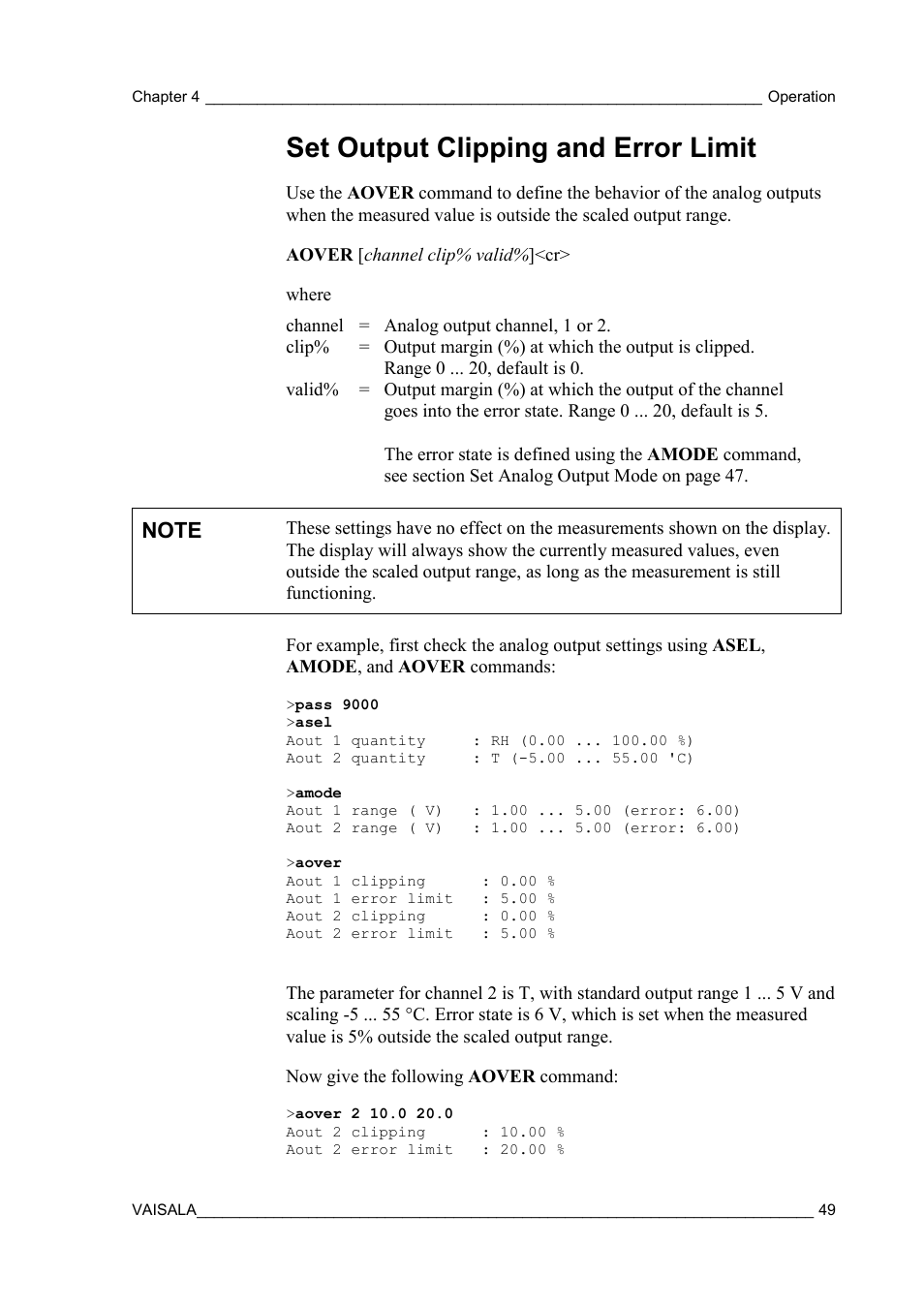 Set output clipping and error limit | Vaisala HMW90 User Manual | Page 51 / 110