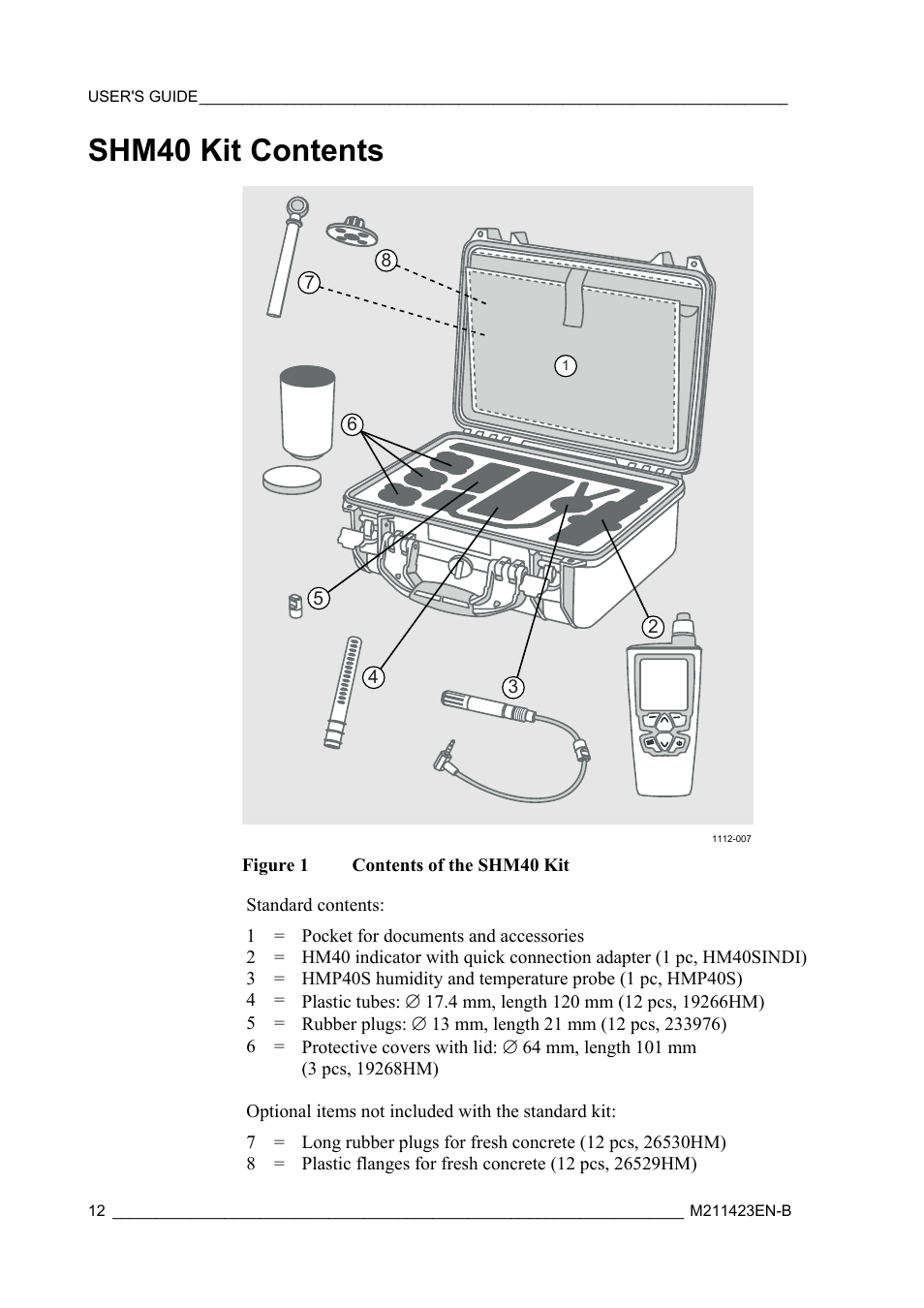 Shm40 kit contents | Vaisala SHM40 User Manual | Page 14 / 68