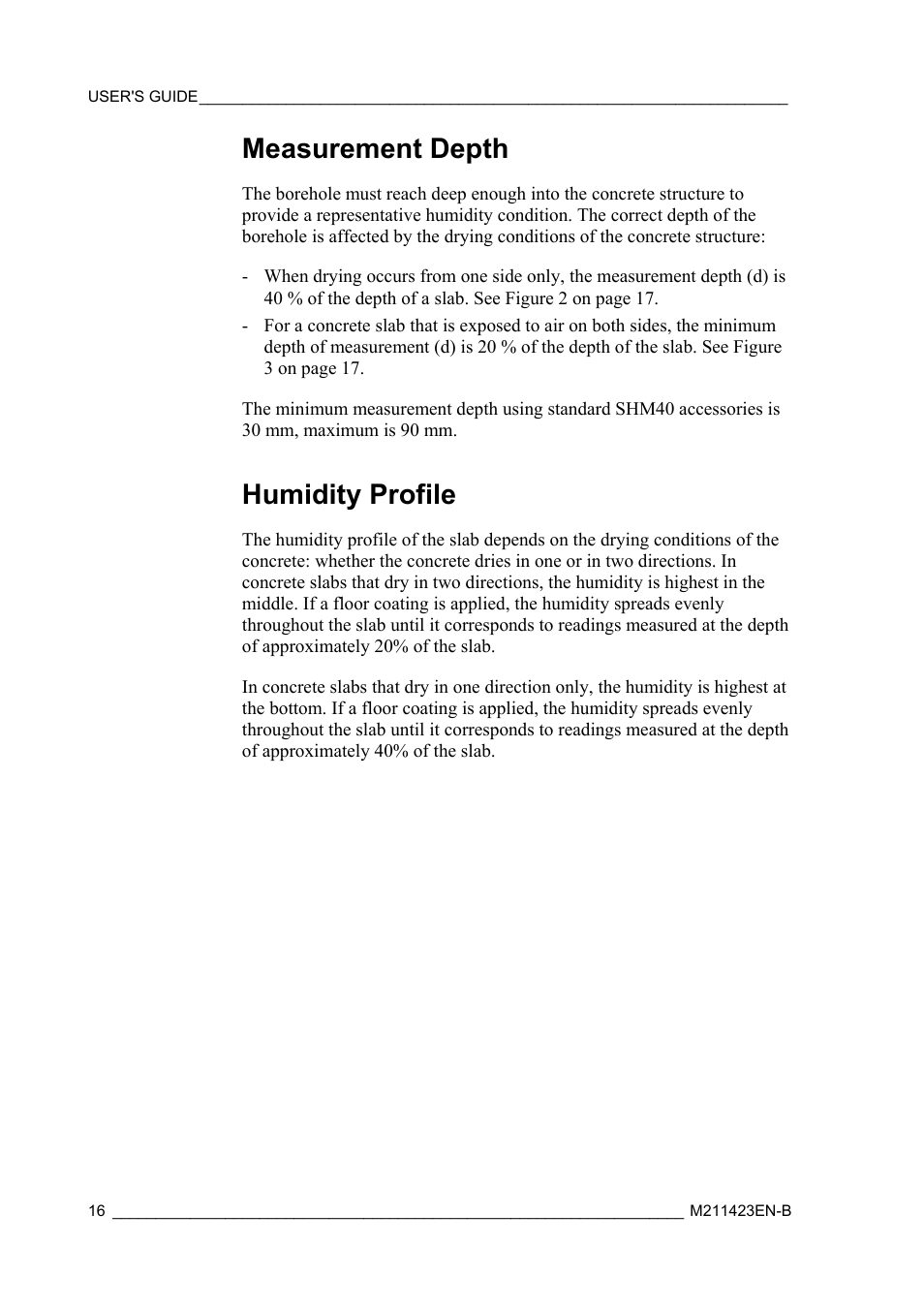 Measurement depth, Humidity profile | Vaisala SHM40 User Manual | Page 18 / 68