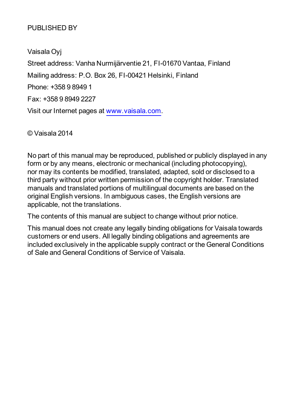 Vaisala RDP100 User Manual | Page 2 / 14