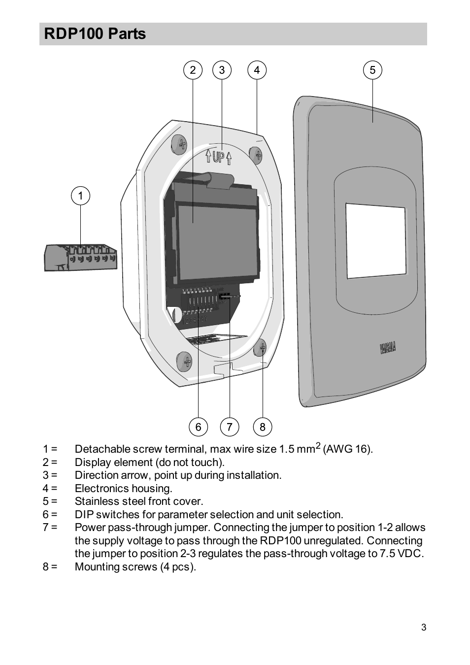 Rdp100 parts | Vaisala RDP100 User Manual | Page 5 / 14