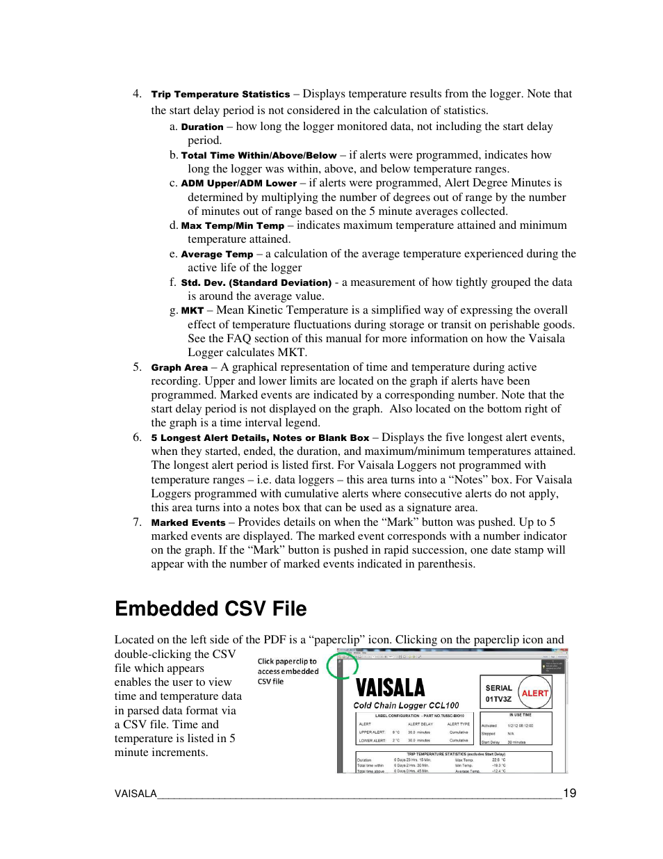 Embedded csv file | Vaisala CCL100 User Manual | Page 19 / 120