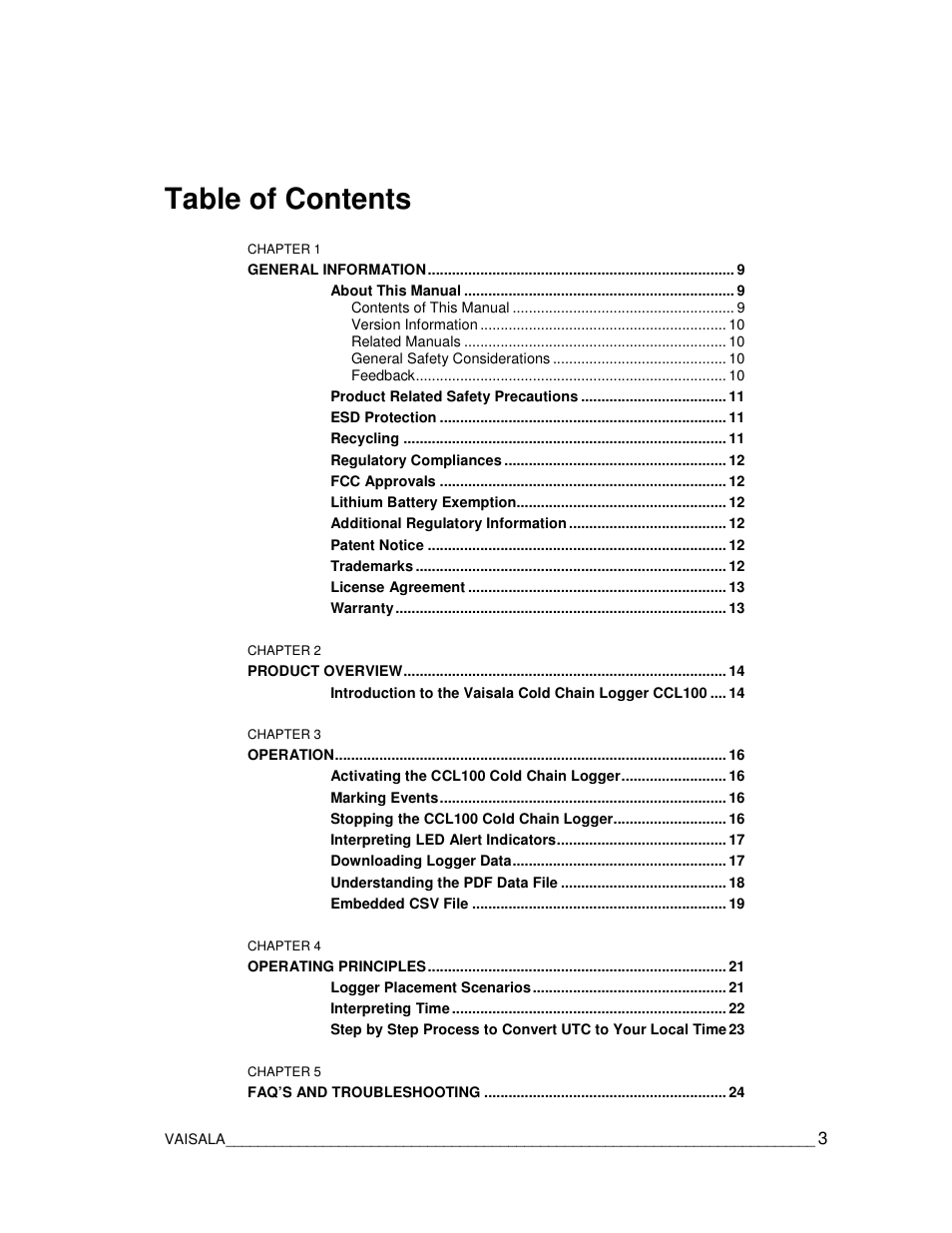 Vaisala CCL100 User Manual | Page 3 / 120