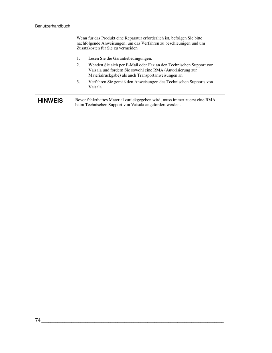 Hinweis | Vaisala CCL100 User Manual | Page 74 / 120