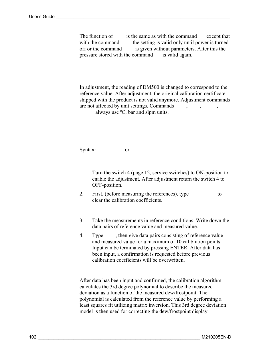 Adjustments | Vaisala DM500 User Manual | Page 104 / 138