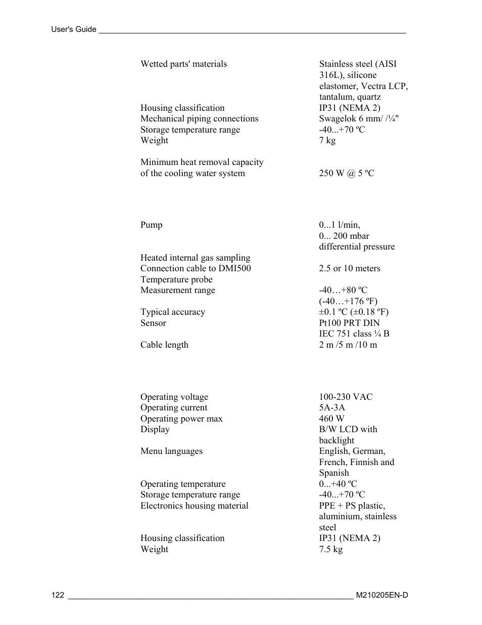 Vaisala DM500 User Manual | Page 124 / 138