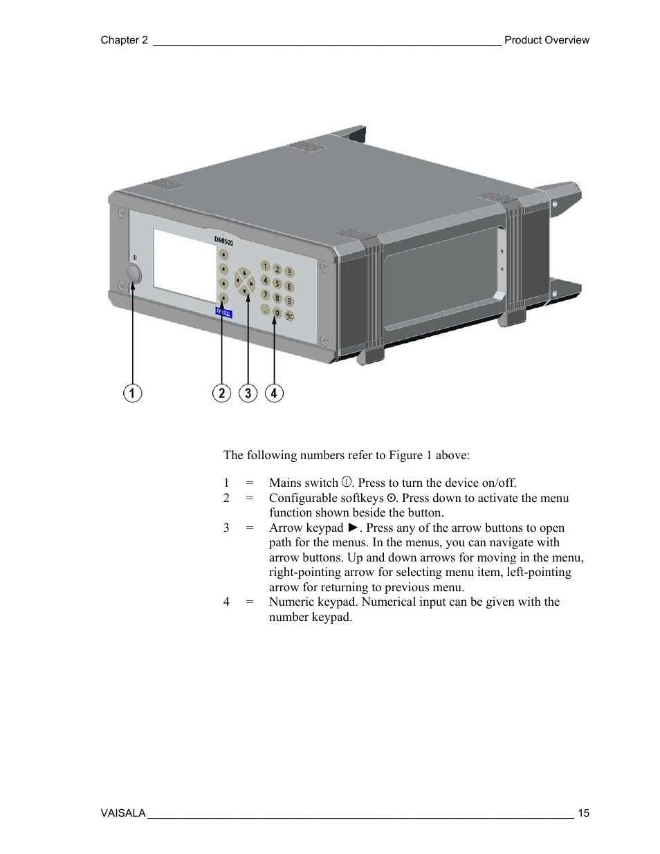 Front panels | Vaisala DM500 User Manual | Page 17 / 138