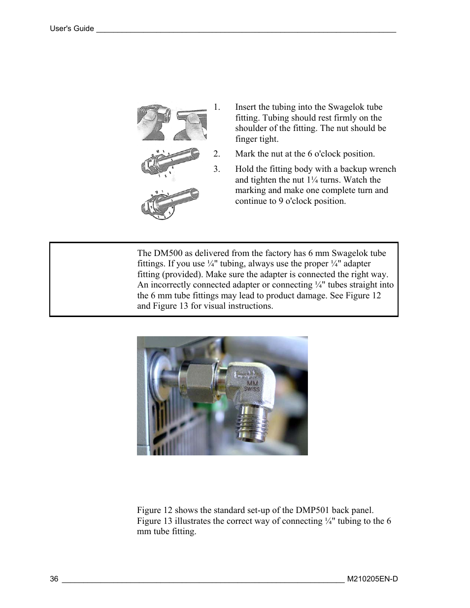 Swagelok tube fittings' installation instructions | Vaisala DM500 User Manual | Page 38 / 138