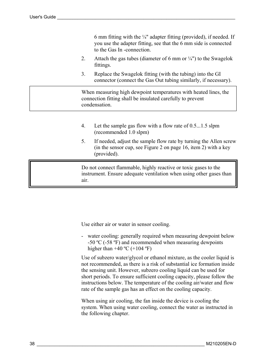 Selecting the cooling method | Vaisala DM500 User Manual | Page 40 / 138