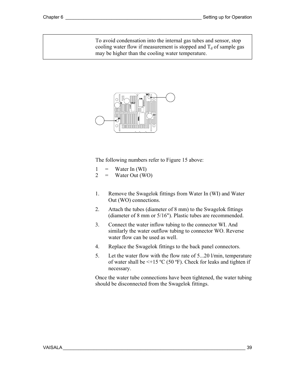 Connecting the cooling liquid | Vaisala DM500 User Manual | Page 41 / 138