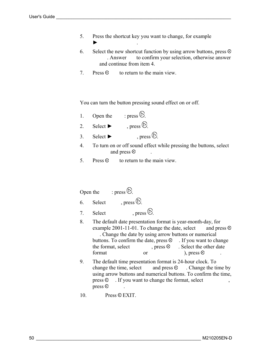 Key click on/off, Setting date and time | Vaisala DM500 User Manual | Page 52 / 138
