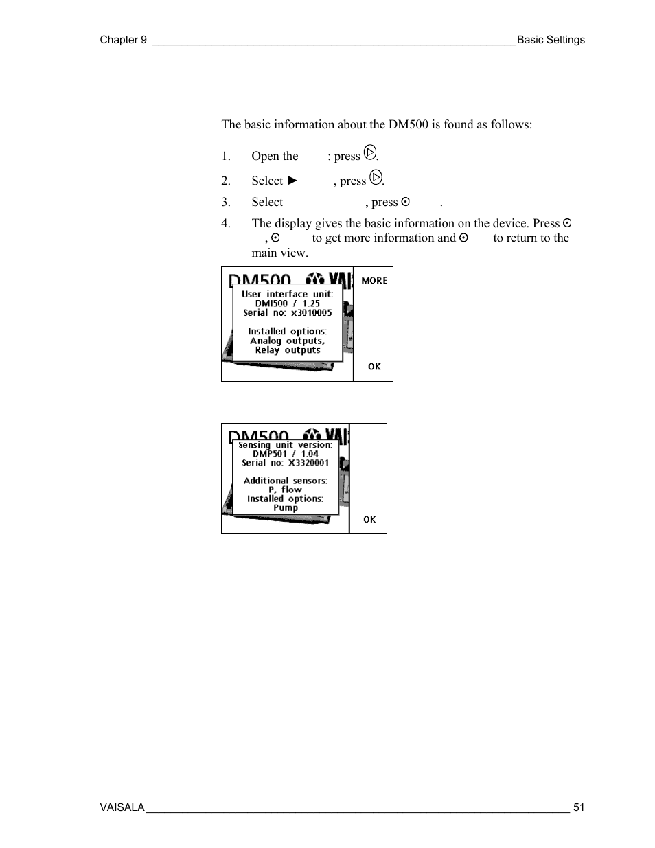 Device information | Vaisala DM500 User Manual | Page 53 / 138