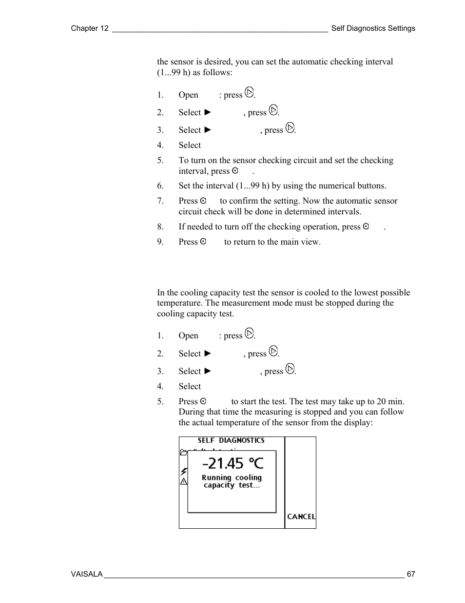 Cooling capacity test | Vaisala DM500 User Manual | Page 69 / 138