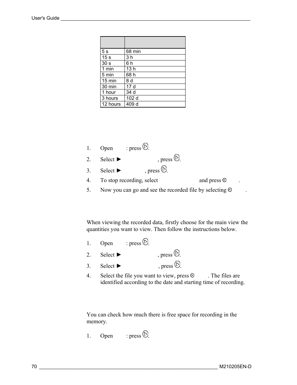 Stopping recording, Viewing recorded data | Vaisala DM500 User Manual | Page 72 / 138