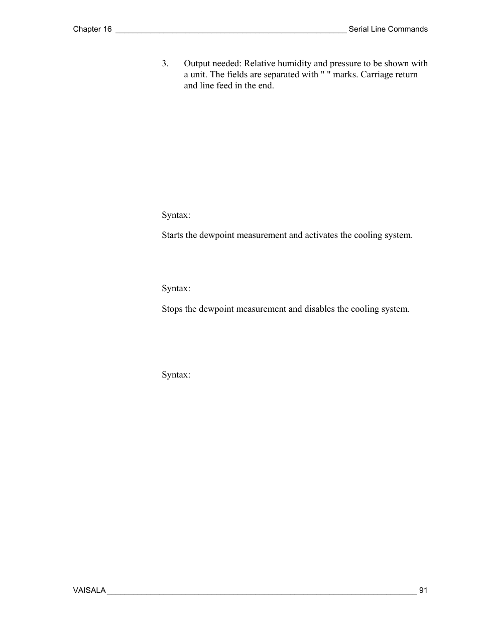 Operational commands | Vaisala DM500 User Manual | Page 93 / 138