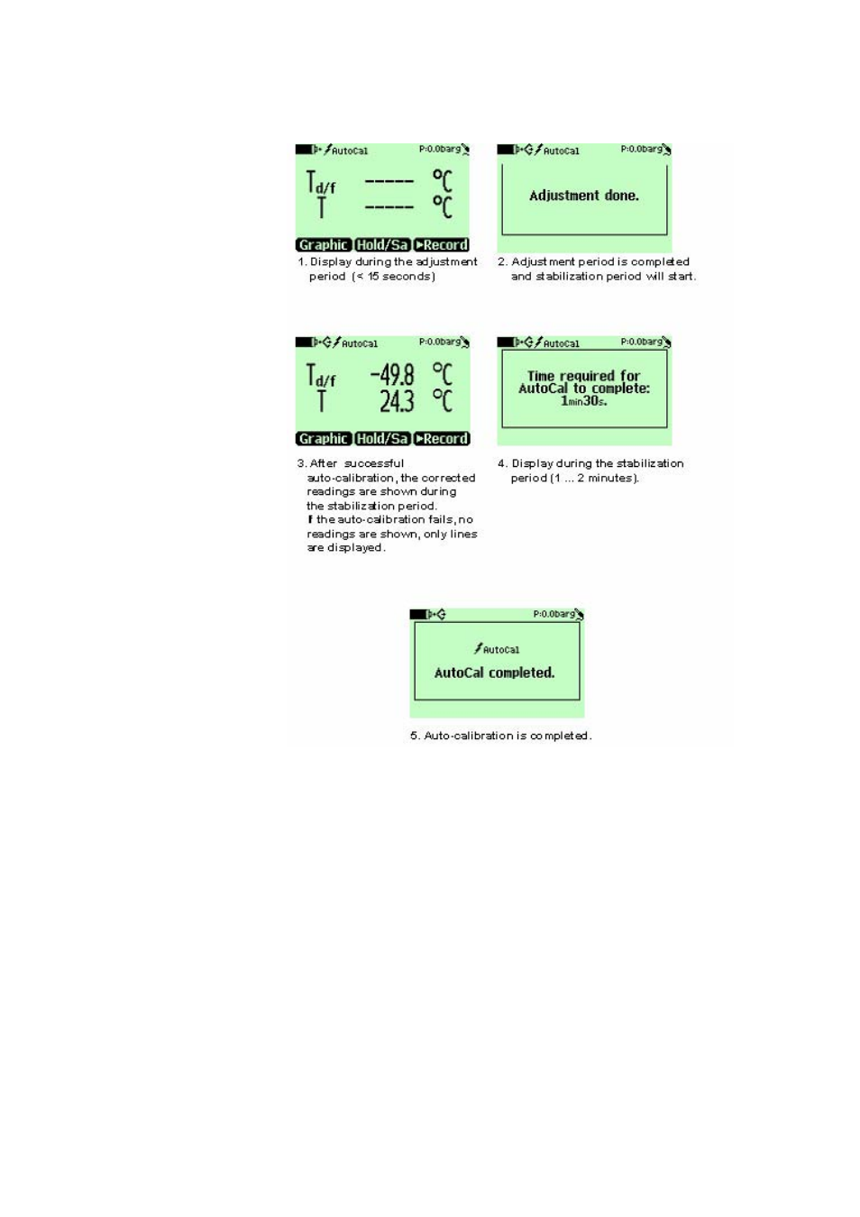 Sensor purge, Figure 9, Auto-calibration displays | Vaisala DM70 User Manual | Page 31 / 93