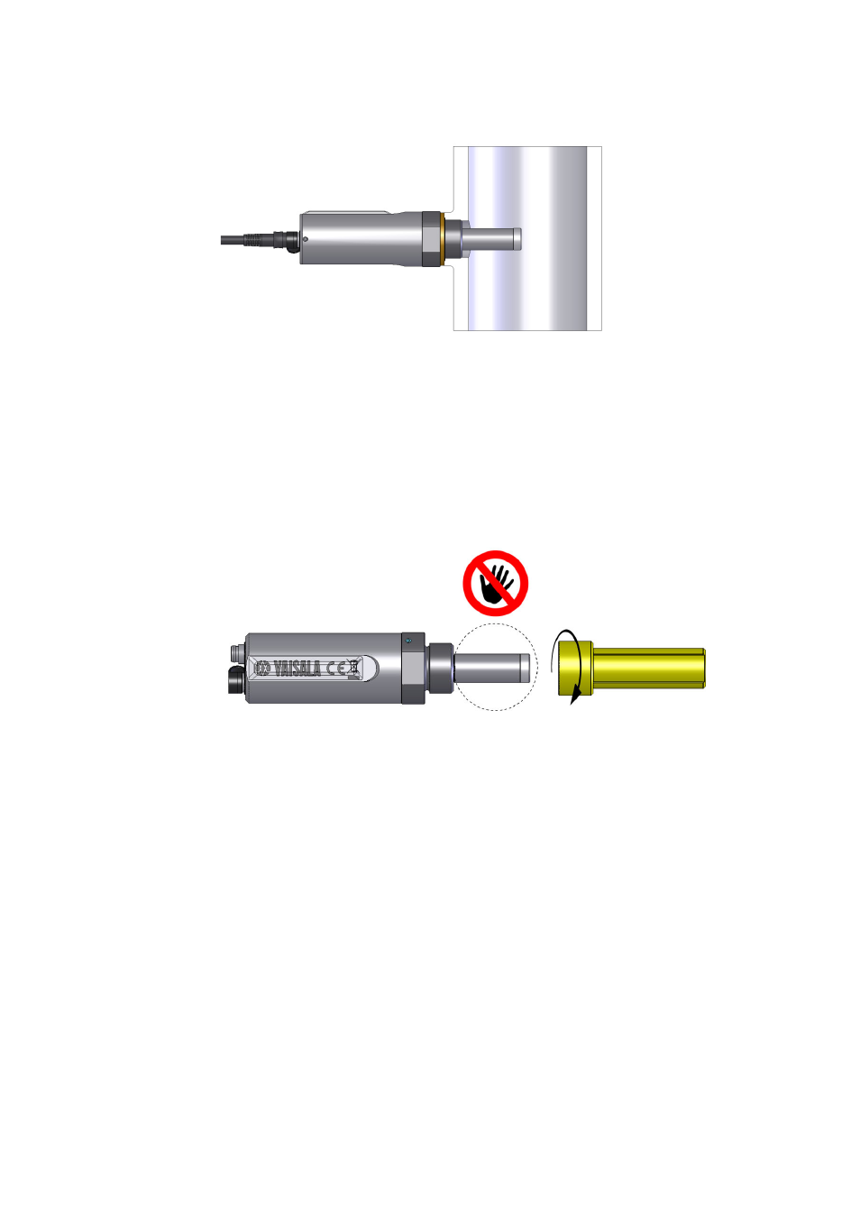 Installing the transmitter, Figure 2, Dmt152 installed directly to pipeline | Figure 3, Removing the transport protection cap | Vaisala DMT152 User Manual | Page 18 / 70