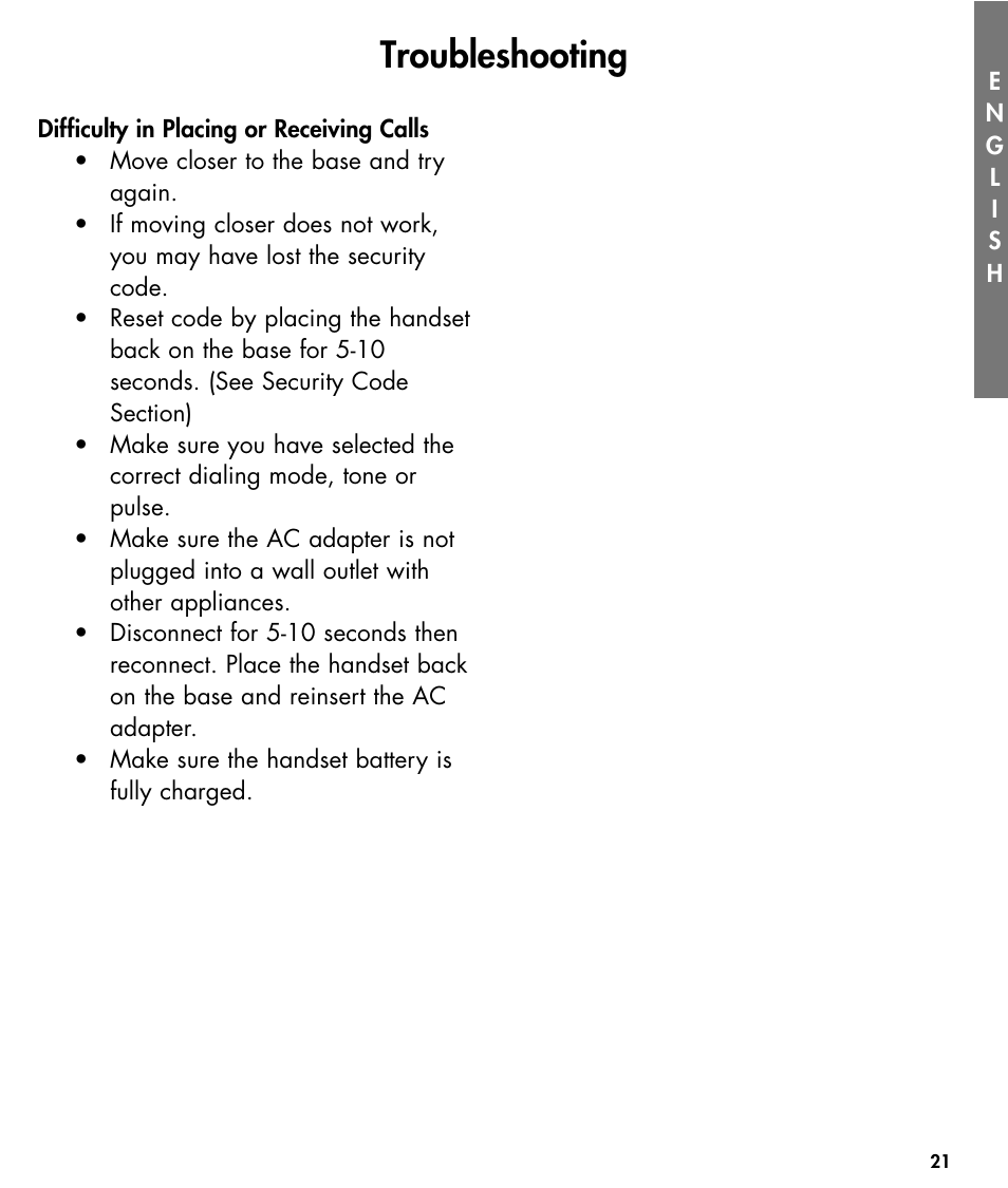 Troubleshooting | Ameriphone W425 User Manual | Page 22 / 78