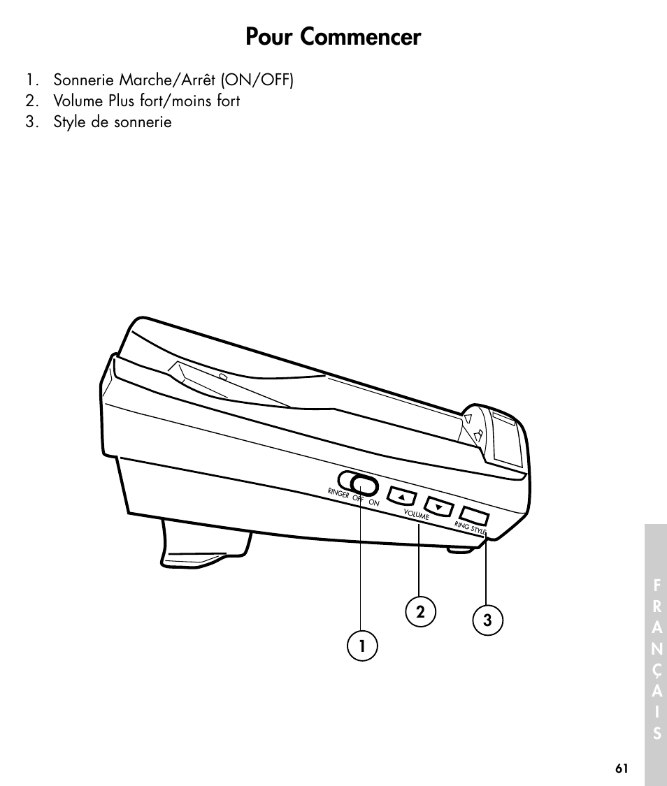 Pour commencer | Ameriphone W425 User Manual | Page 62 / 78