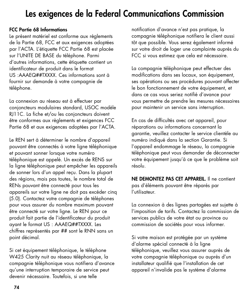 Ameriphone W425 User Manual | Page 75 / 78