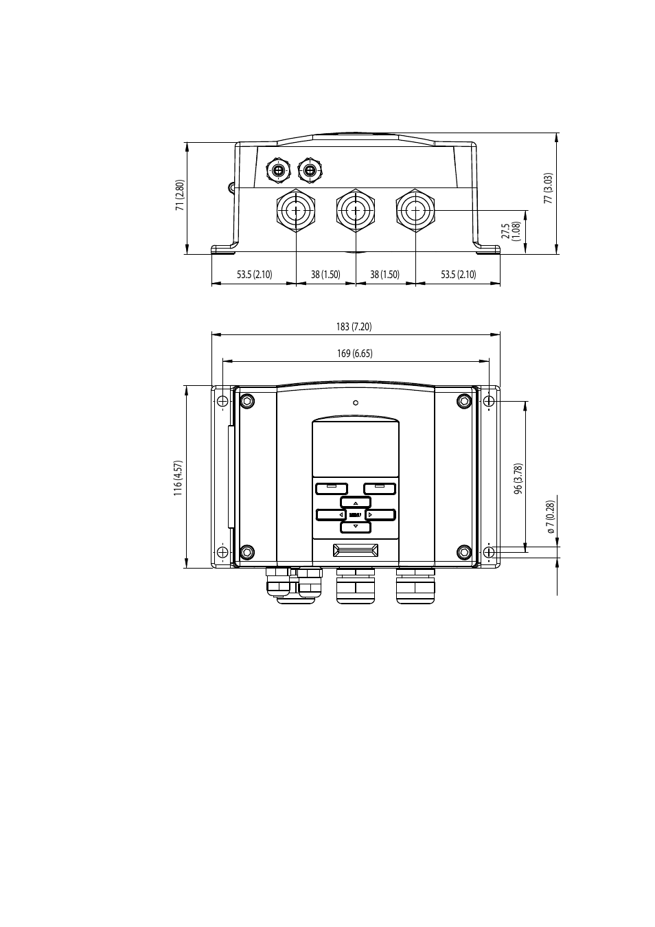 Dimensions (mm/inch), Figure 91, Dmt340 transmitter body dimensions | Vaisala DMT340 User Manual | Page 174 / 191