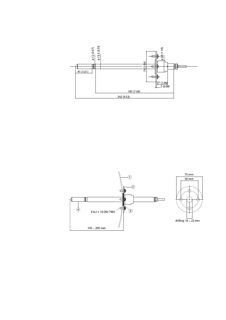 Dmt345 probe mounting, Installation with flange | Vaisala DMT346 User Manual | Page 33 / 185